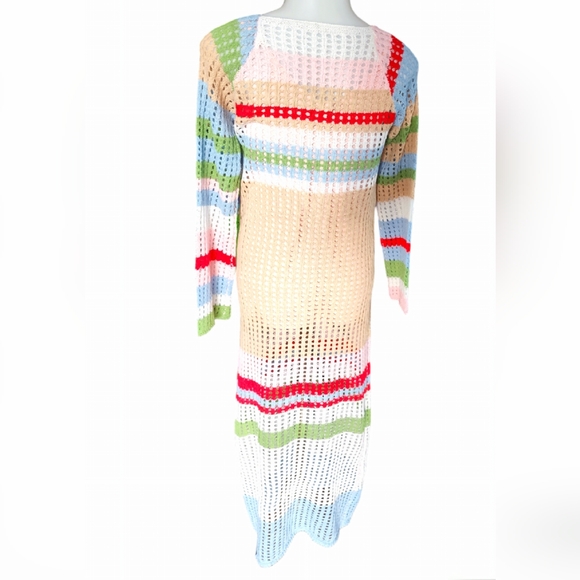 COLOR STRIPED HOLLOW OUT KNIT COVER UP - Picture 4 of 6